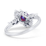 Fashion Ring Round Simulated Cubic Zirconia 925 Sterling Silver