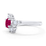 Fashion Ring Round Simulated Cubic Zirconia 925 Sterling Silver