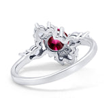 Fashion Ring Round Simulated Cubic Zirconia 925 Sterling Silver