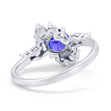 Fashion Ring Round Simulated Cubic Zirconia 925 Sterling Silver