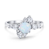 Fashion Ring Round Simulated Cubic Zirconia 925 Sterling Silver
