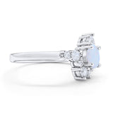 Fashion Ring Round Simulated Cubic Zirconia 925 Sterling Silver