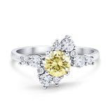 Fashion Ring Round Simulated Cubic Zirconia 925 Sterling Silver