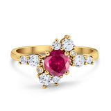 Fashion Ring Round Simulated Cubic Zirconia 925 Sterling Silver