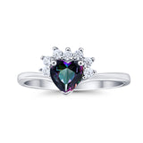 Heart Promise Ring Wedding Ring Simulated Cubic Zirconia 925 Sterling Silver