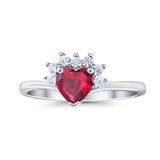 Heart Promise Ring Wedding Ring Simulated Cubic Zirconia 925 Sterling Silver