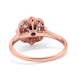 Floral Vintage Style Wedding Ring Simulated Cubic Zirconia 925 Sterling Silver