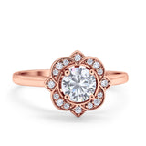 Floral Vintage Style Wedding Ring Simulated Cubic Zirconia 925 Sterling Silver