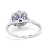 Floral Vintage Style Wedding Ring Simulated Cubic Zirconia 925 Sterling Silver