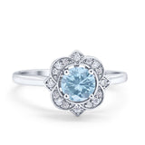 Floral Vintage Style Wedding Ring Simulated Cubic Zirconia 925 Sterling Silver