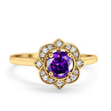 Floral Vintage Style Wedding Ring Simulated Cubic Zirconia 925 Sterling Silver