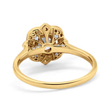 Floral Vintage Style Wedding Ring Simulated Cubic Zirconia 925 Sterling Silver