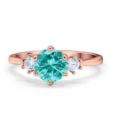 Three Stone Wedding Ring Round Simulated Cubic Zirconia 925 Sterling Silver