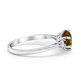 Three Stone Wedding Ring Round Simulated Cubic Zirconia 925 Sterling Silver