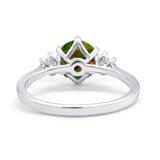 Three Stone Wedding Ring Round Simulated Cubic Zirconia 925 Sterling Silver