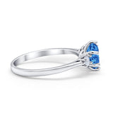 Three Stone Wedding Ring Round Simulated Cubic Zirconia 925 Sterling Silver