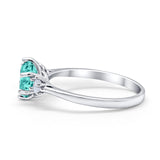 Three Stone Wedding Ring Round Simulated Cubic Zirconia 925 Sterling Silver