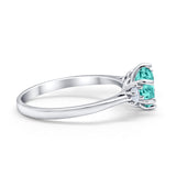 Three Stone Wedding Ring Round Simulated Cubic Zirconia 925 Sterling Silver