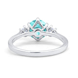 Three Stone Wedding Ring Round Simulated Cubic Zirconia 925 Sterling Silver