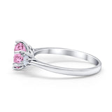 Three Stone Wedding Ring Round Simulated Cubic Zirconia 925 Sterling Silver