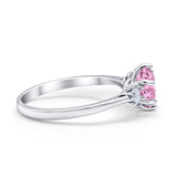 Three Stone Wedding Ring Round Simulated Cubic Zirconia 925 Sterling Silver