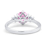 Three Stone Wedding Ring Round Simulated Cubic Zirconia 925 Sterling Silver