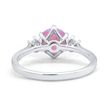 Three Stone Wedding Ring Round Simulated Cubic Zirconia 925 Sterling Silver