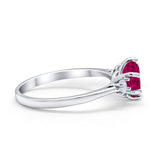 Three Stone Wedding Ring Round Simulated Cubic Zirconia 925 Sterling Silver
