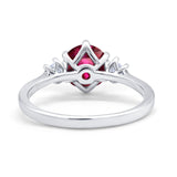 Three Stone Wedding Ring Round Simulated Cubic Zirconia 925 Sterling Silver