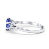 Three Stone Wedding Ring Round Simulated Cubic Zirconia 925 Sterling Silver
