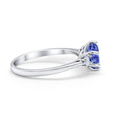 Three Stone Wedding Ring Round Simulated Cubic Zirconia 925 Sterling Silver