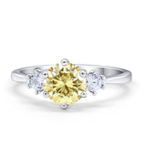 Three Stone Wedding Ring Round Simulated Cubic Zirconia 925 Sterling Silver