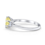 Three Stone Wedding Ring Round Simulated Cubic Zirconia 925 Sterling Silver