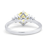 Three Stone Wedding Ring Round Simulated Cubic Zirconia 925 Sterling Silver