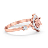 Art Deco Wedding Ring Round Simulated Cubic Zirconia 925 Sterling Silver