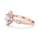 Art Deco Wedding Ring Round Simulated Cubic Zirconia 925 Sterling Silver
