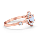 Art Deco Wedding Ring Round Simulated Cubic Zirconia 925 Sterling Silver