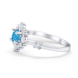 Art Deco Wedding Ring Round Simulated Cubic Zirconia 925 Sterling Silver
