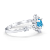 Art Deco Wedding Ring Round Simulated Cubic Zirconia 925 Sterling Silver