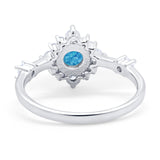 Art Deco Wedding Ring Round Simulated Cubic Zirconia 925 Sterling Silver