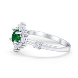 Art Deco Wedding Ring Round Simulated Cubic Zirconia 925 Sterling Silver