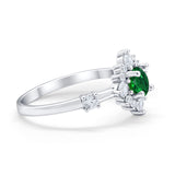 Art Deco Wedding Ring Round Simulated Cubic Zirconia 925 Sterling Silver