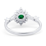 Art Deco Wedding Ring Round Simulated Cubic Zirconia 925 Sterling Silver