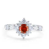 Art Deco Wedding Ring Round Simulated Cubic Zirconia 925 Sterling Silver