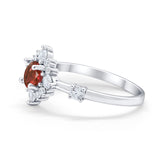 Art Deco Wedding Ring Round Simulated Cubic Zirconia 925 Sterling Silver