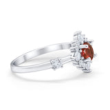 Art Deco Wedding Ring Round Simulated Cubic Zirconia 925 Sterling Silver
