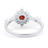 Art Deco Wedding Ring Round Simulated Cubic Zirconia 925 Sterling Silver