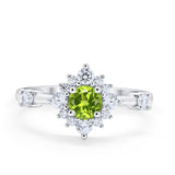 Art Deco Wedding Ring Round Simulated Cubic Zirconia 925 Sterling Silver
