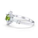 Art Deco Wedding Ring Round Simulated Cubic Zirconia 925 Sterling Silver
