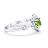 Art Deco Wedding Ring Round Simulated Cubic Zirconia 925 Sterling Silver